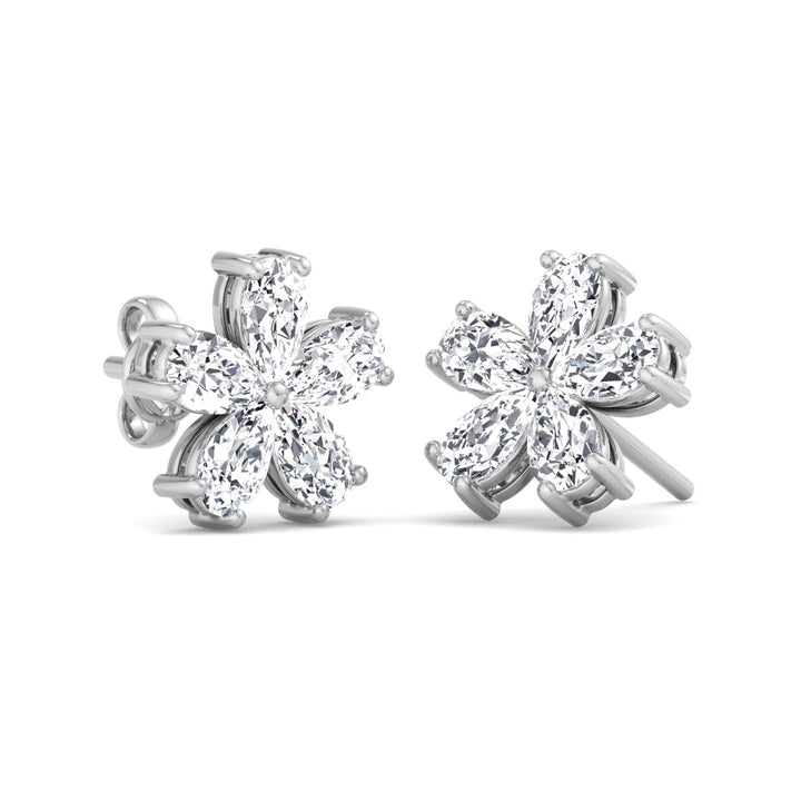 1.07 Carat Pear Shape Lab-Grown Diamond Flower Earring Studs