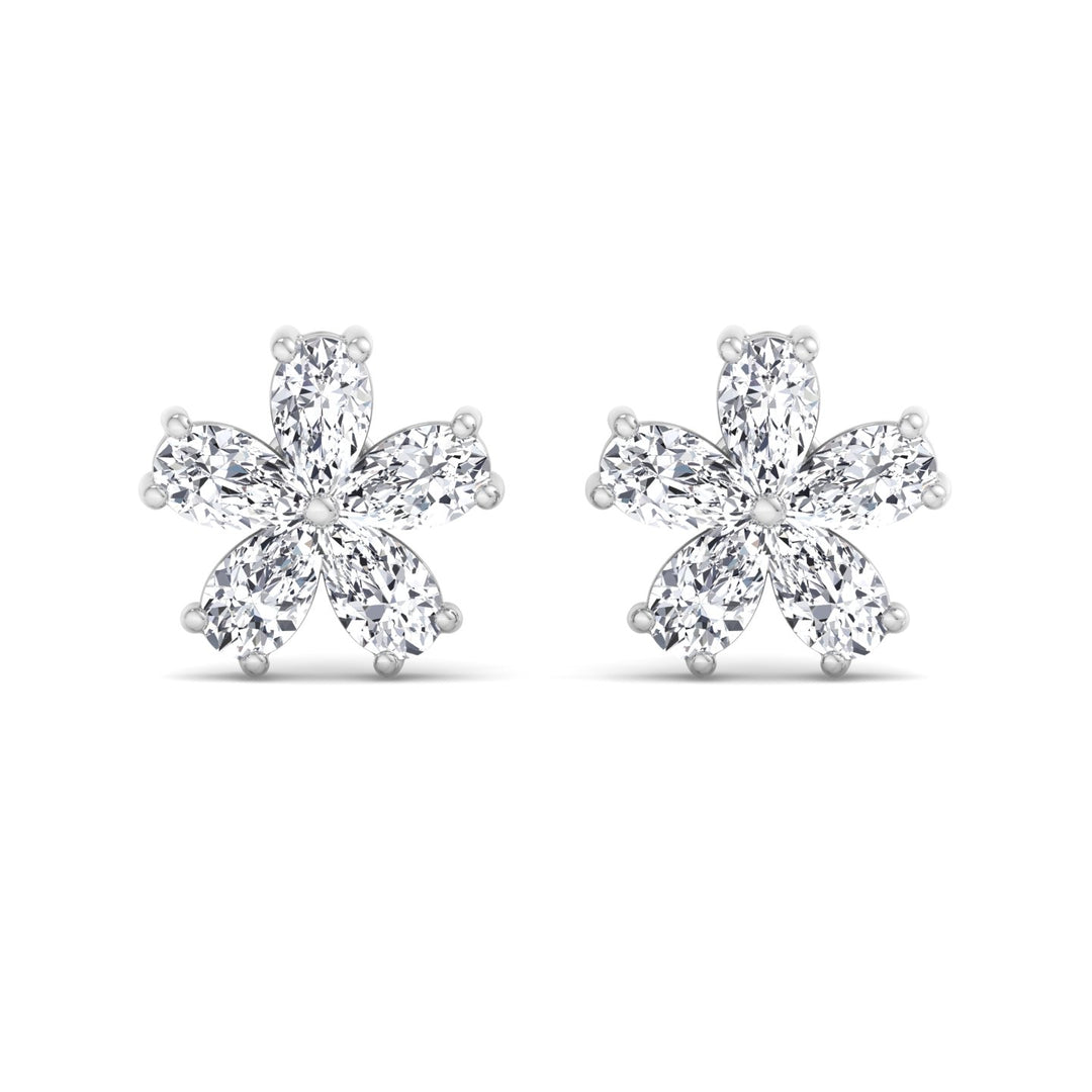 1.07 Carat Pear Shape Lab-Grown Diamond Flower Earring Studs
