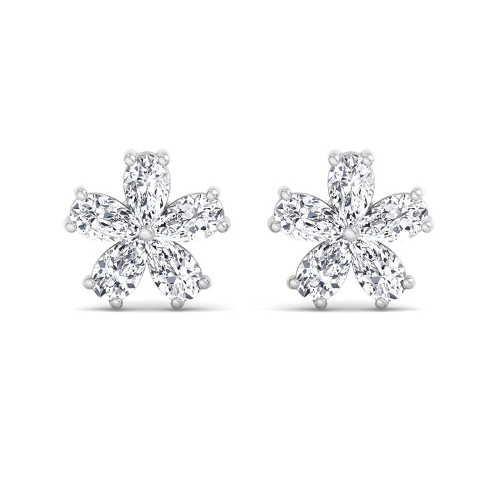 1.07 Carat Pear Shape Lab-Grown Diamond Flower Earring Studs
