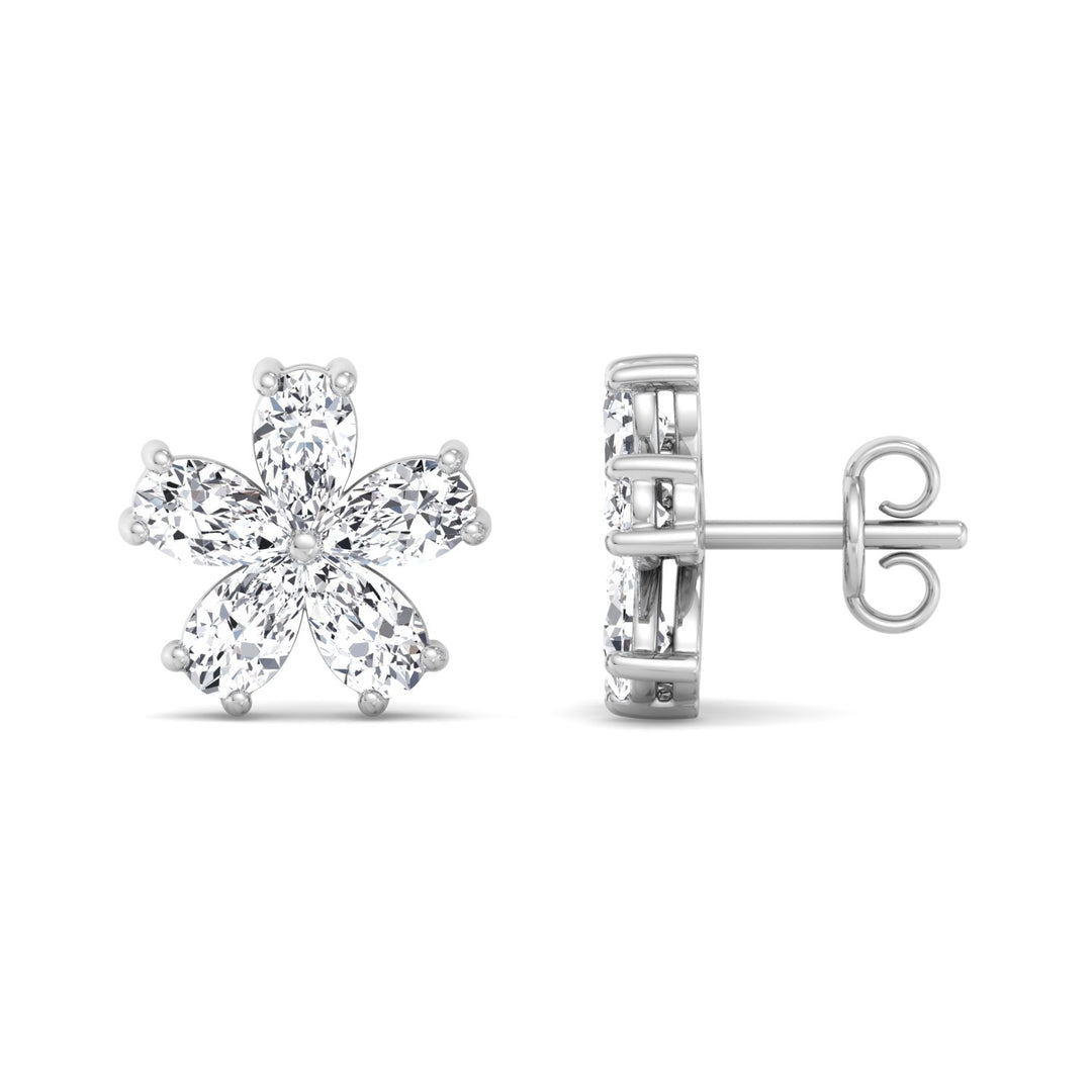 1.07 Carat Pear Shape Lab-Grown Diamond Flower Earring Studs