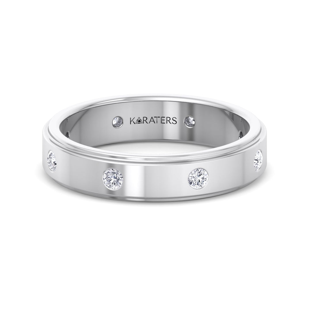Men Lab Grown Diamond Wedding Band 6mm