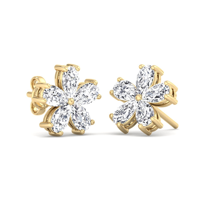 1.07 Carat Pear Shape Lab-Grown Diamond Flower Earring Studs