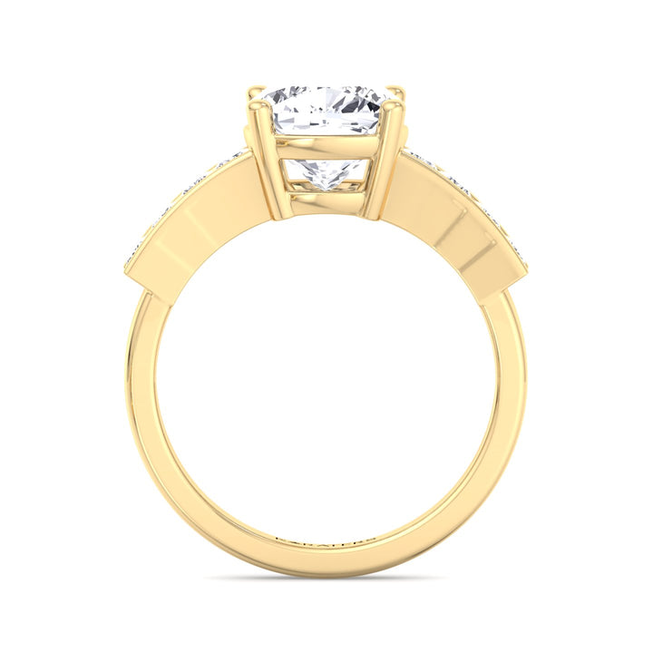 Cushion Lab Diamond Engagement Ring SideStones Yellow