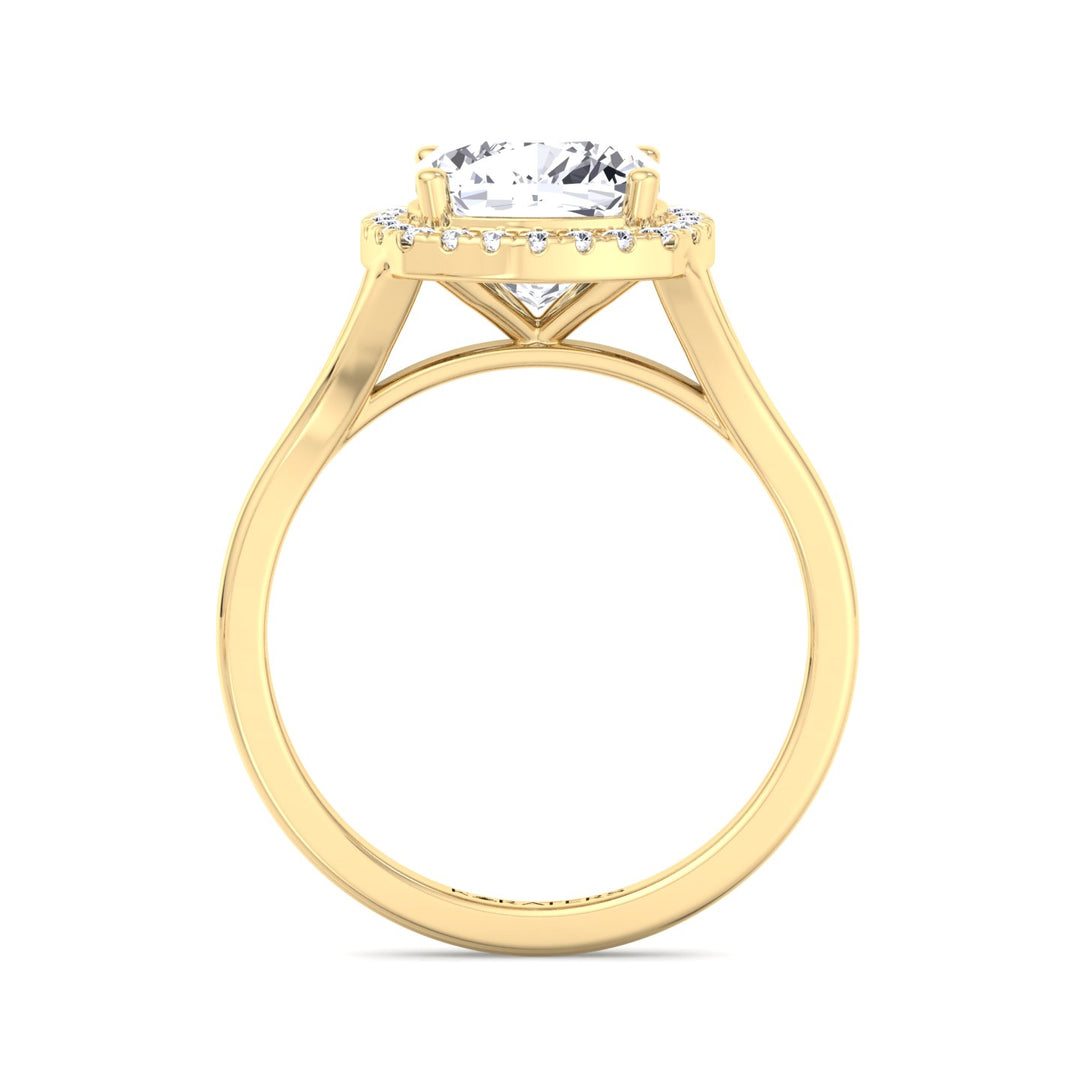 Cushion Cut Lab Grown Diamond Solitaire Engagement Ring With Halo