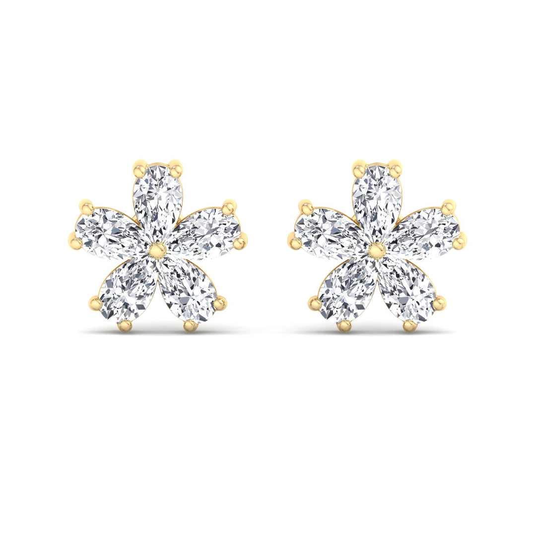 1.07 Carat Pear Shape Lab-Grown Diamond Flower Earring Studs