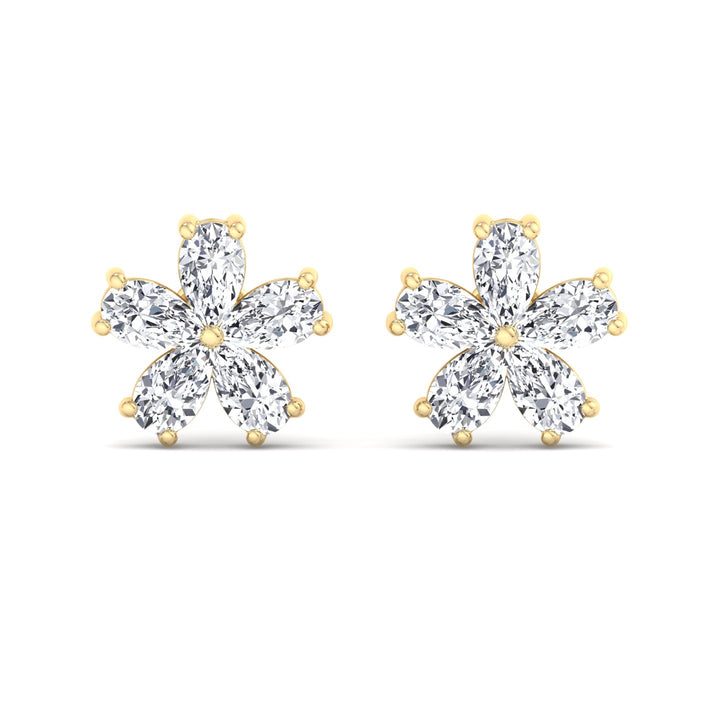 1.07 Carat Pear Shape Lab-Grown Diamond Flower Earring Studs