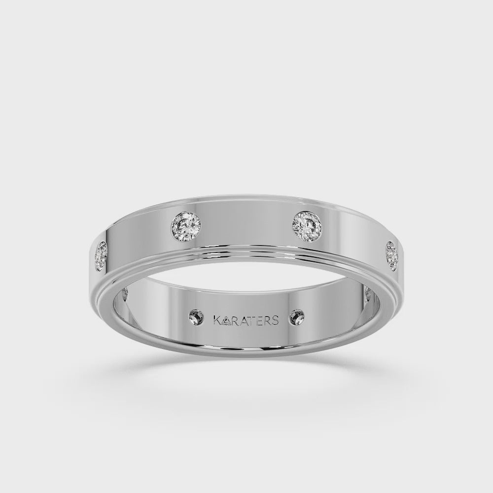 Men Lab Grown Diamond Wedding Band 6mm