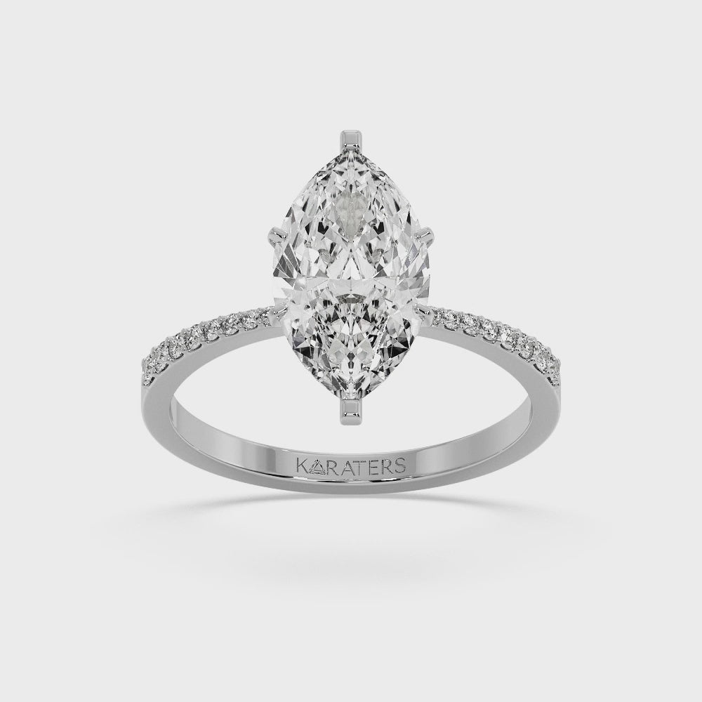 Pasadena -Marquise Cut Lab Grown Diamond Engagement Ring, White Gold