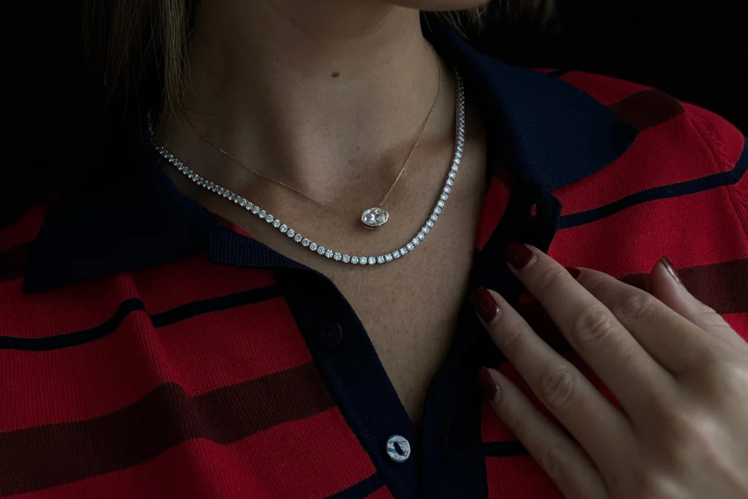 11CT Round Cut Lab-Grown Diamond Tennis Necklace 4-Prong 14K Solid Gold