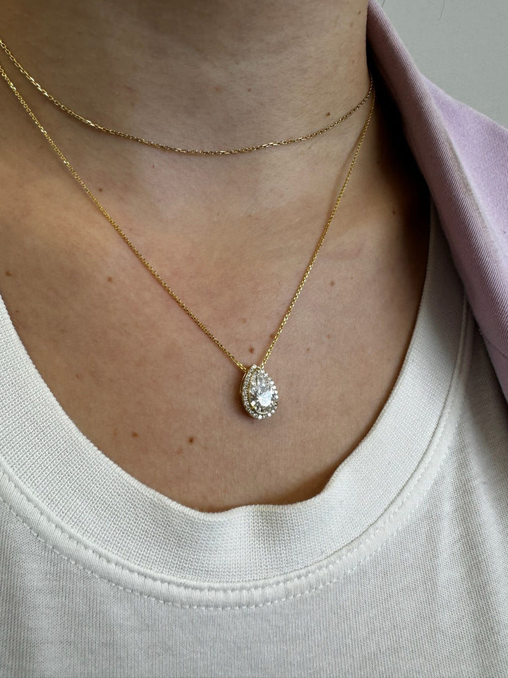 1.3CT Pear Shape Halo Lab Diamond Pendant