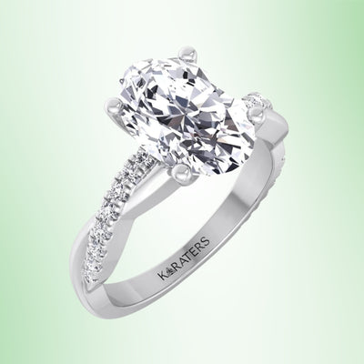 Andria - Oval Cut Lab Grown Diamond Engagement Ring with Oval Side Stones