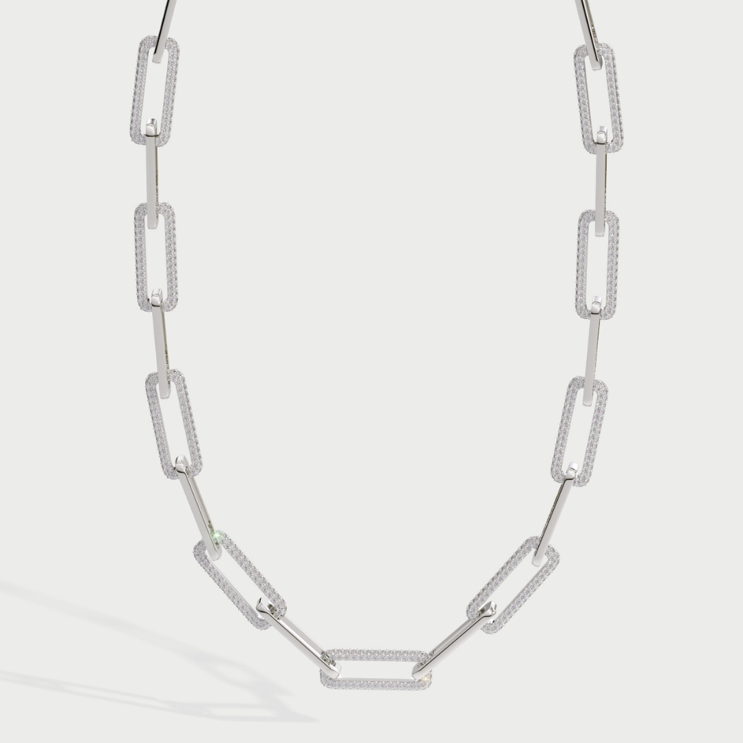 (3.85CT T.W.) Lab-Grown Diamond Paperclip Link Necklace