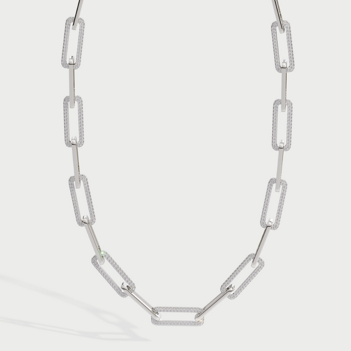 (3.85CT T.W.) Lab-Grown Diamond Paperclip Link Necklace