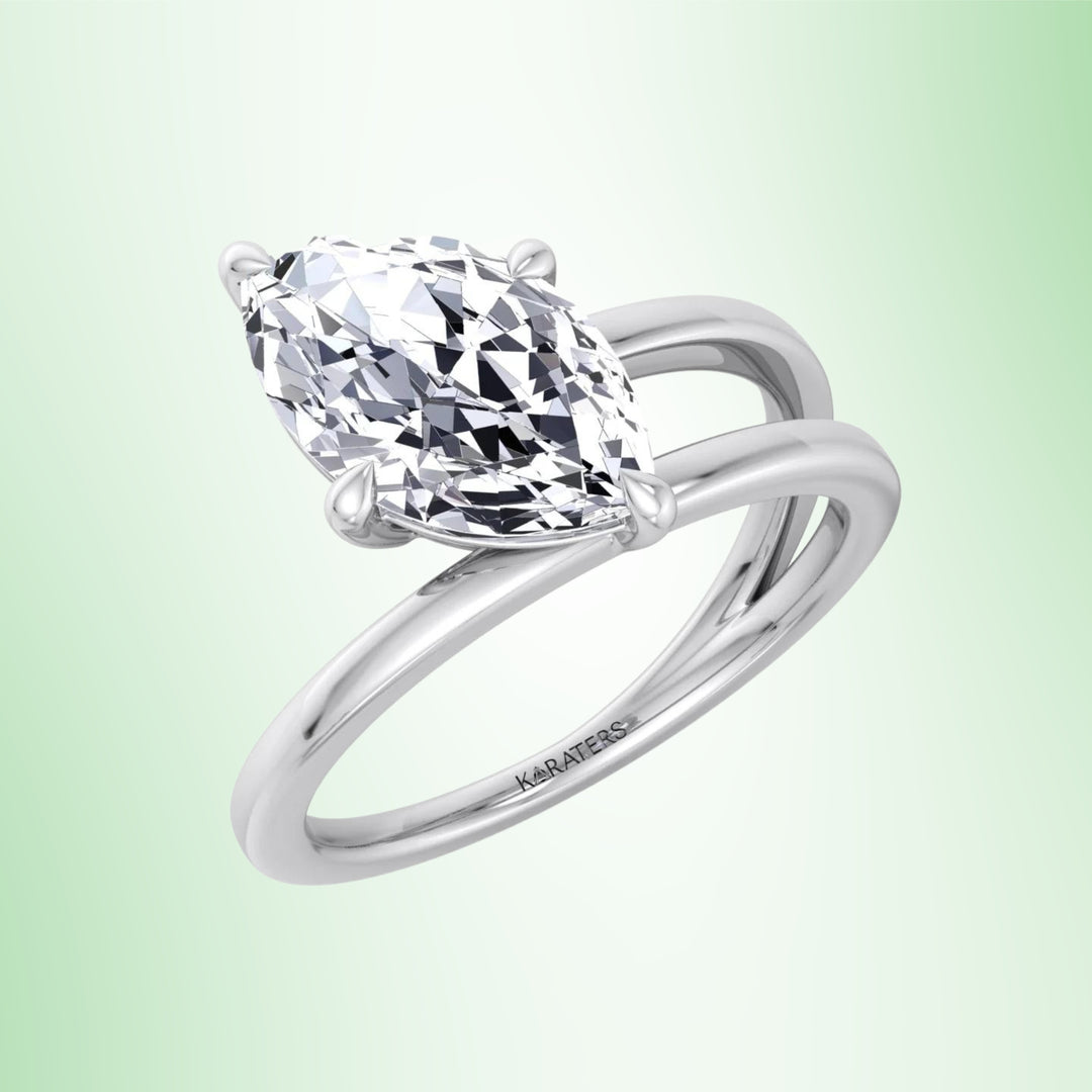 Syros - Twist Band Solitare Moval Lab-Grown Diamond Engagement Ring