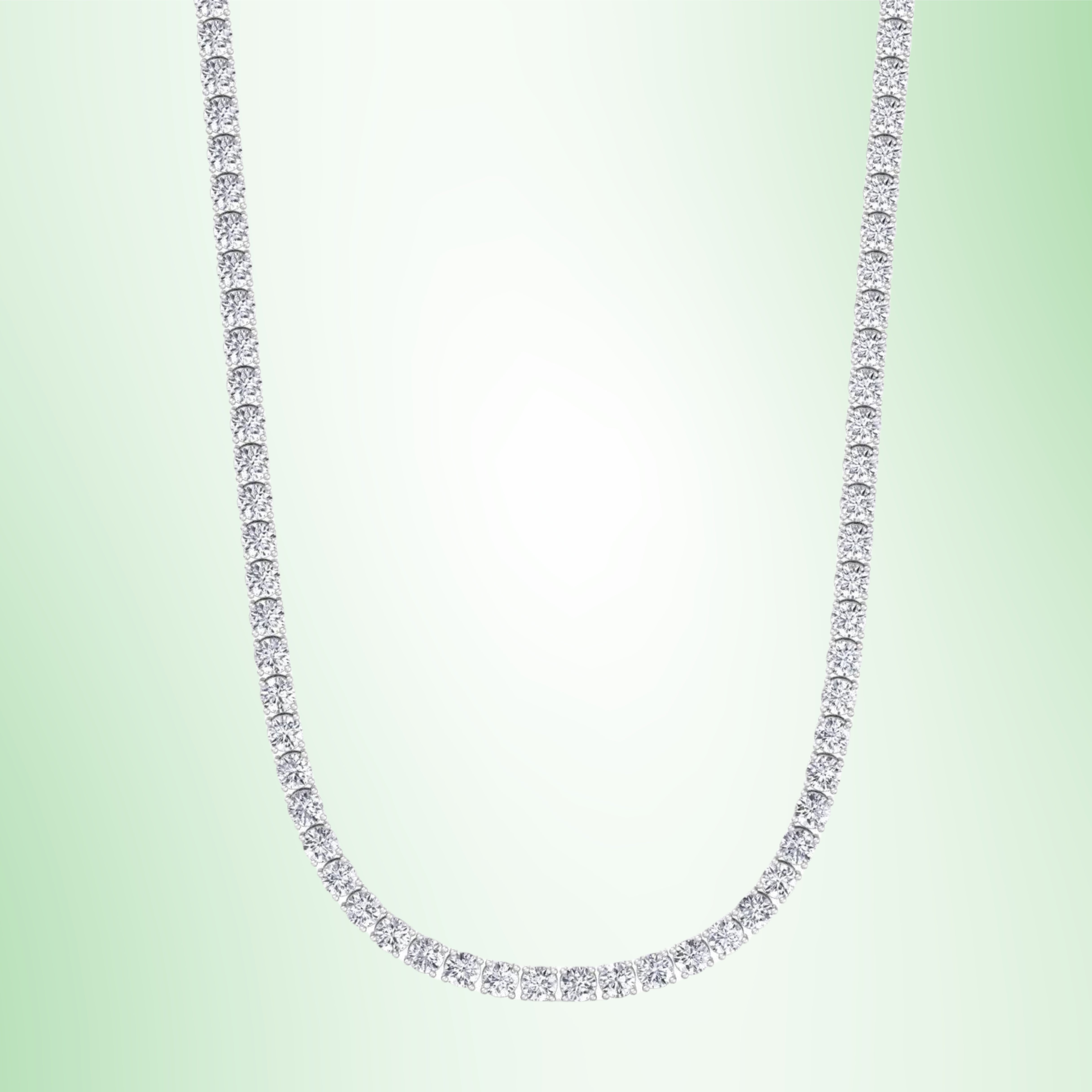Round Cut Lab Grown Diamond Tennis Necklace | 14K Gold