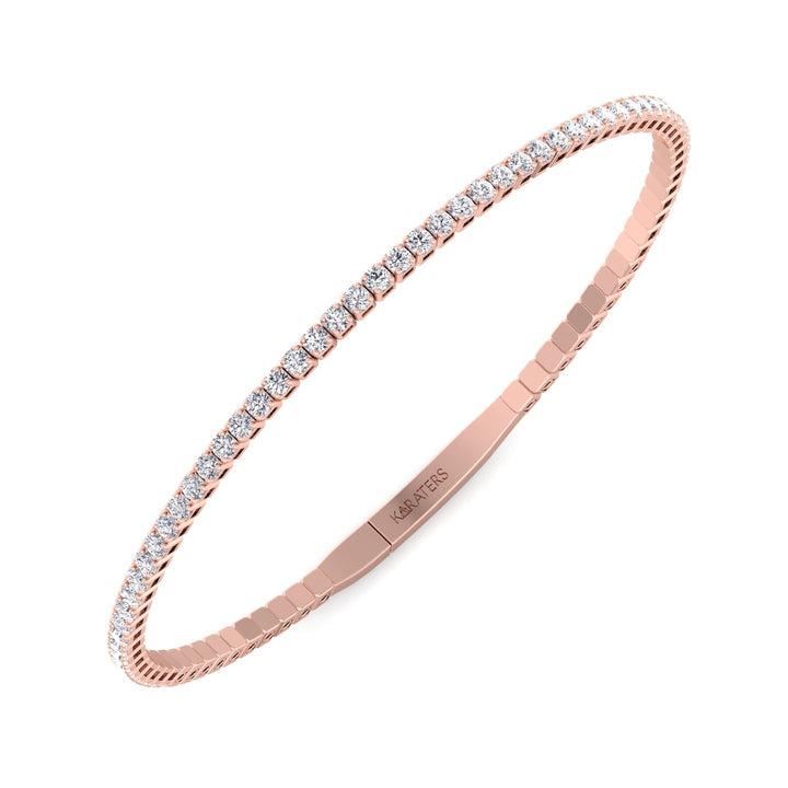 14k Rose Gold Round Cut Grown Diamond Bracelet 
