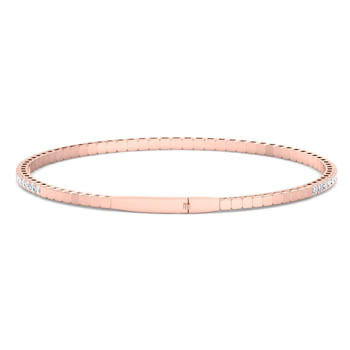 14k Round Cut Grown Diamond Flexible Bangle Bracelet 