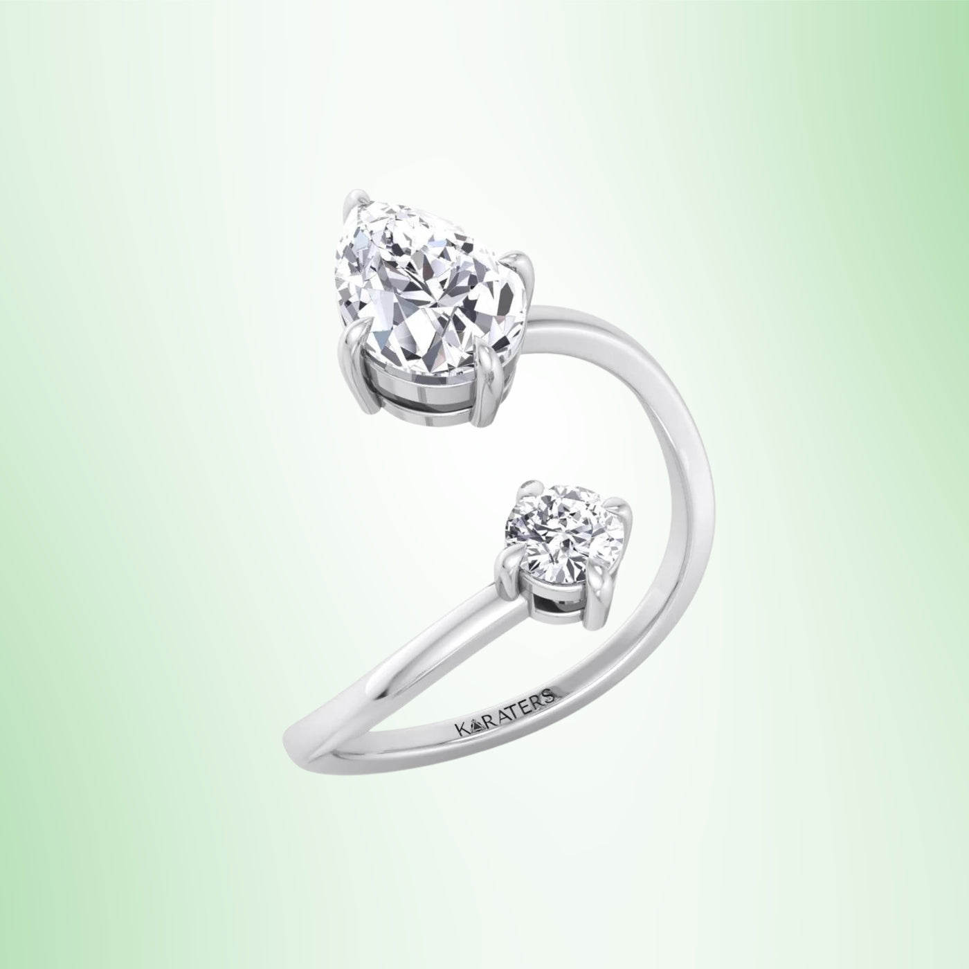 Enna - Pear & Round Shape Lab Grown Diamond Open Engagement Ring