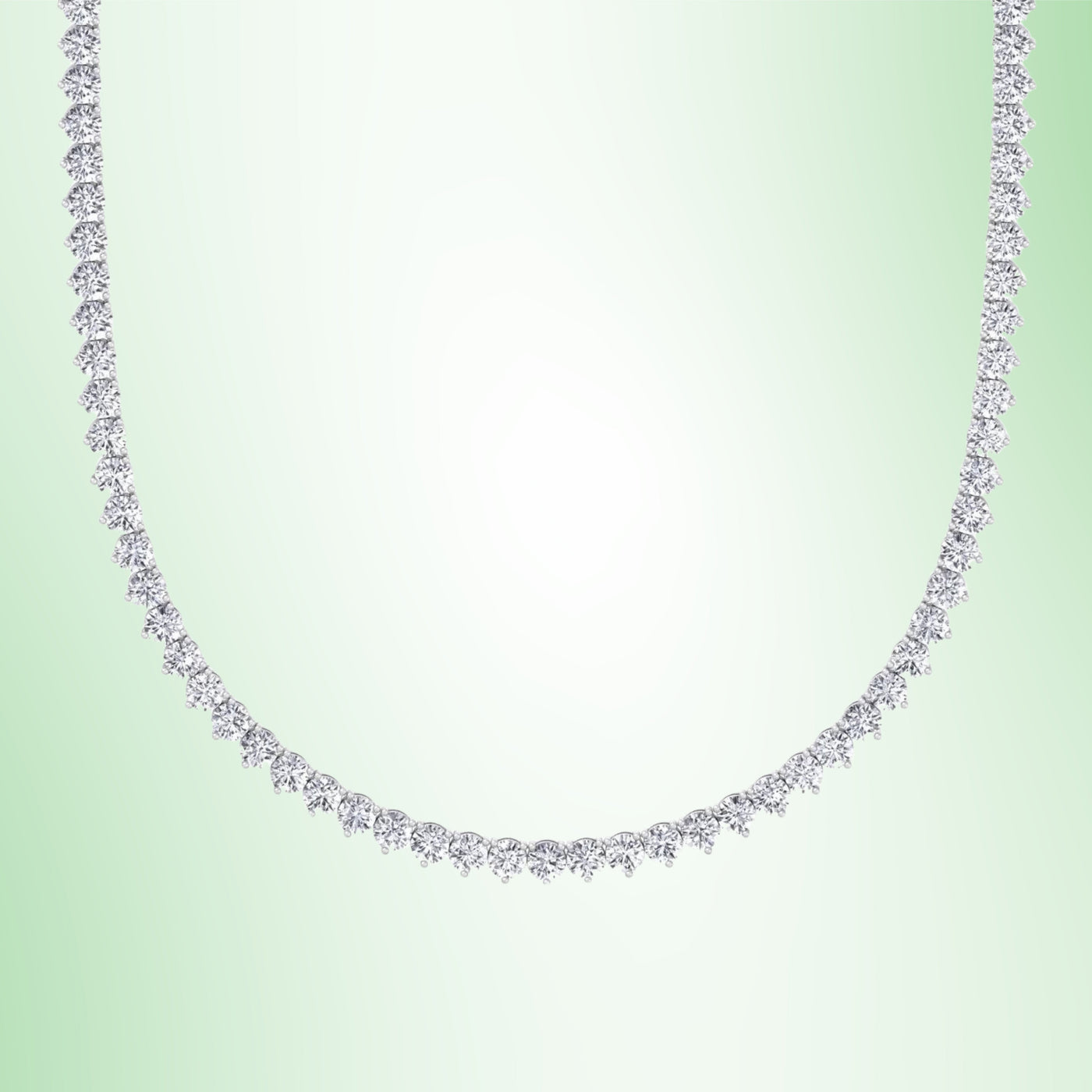 3 Prong Round Shape Lab Grown Diamond Tennis Necklace - Martini Style