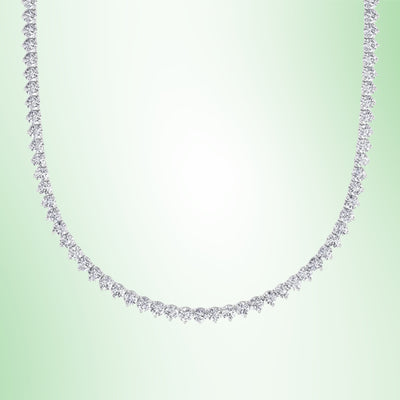 3 Prong Round Shape Lab Grown Diamond Tennis Necklace - Martini Style