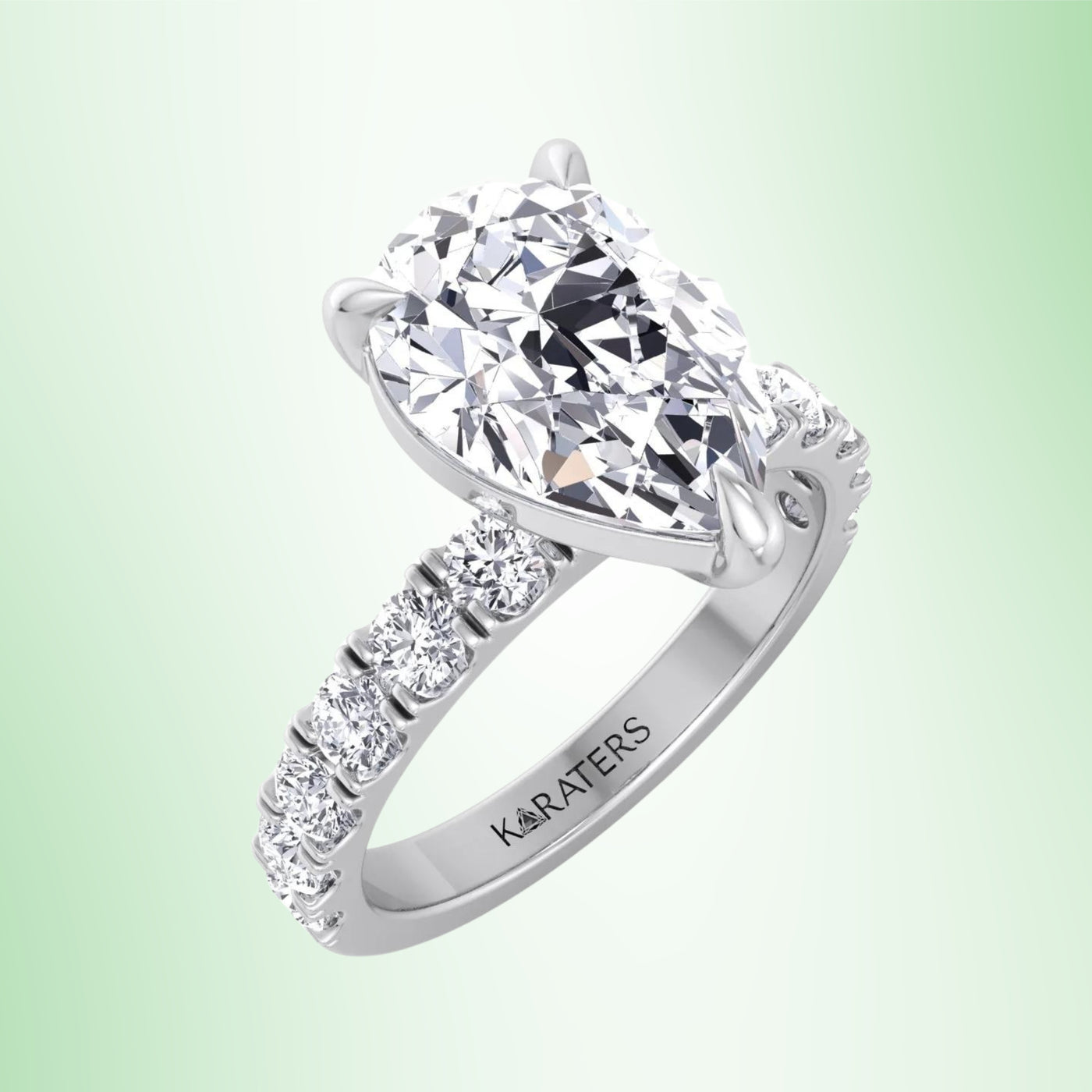 Palmdale - Pear Shape Lab Grown Diamond Engagement Ring With Thick Pave Band