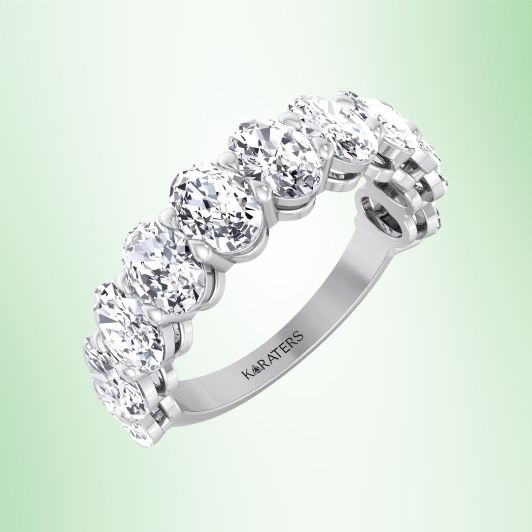 Llívia - Oval Cut Lab Grown Diamond Semi/Halfway Eternity Band