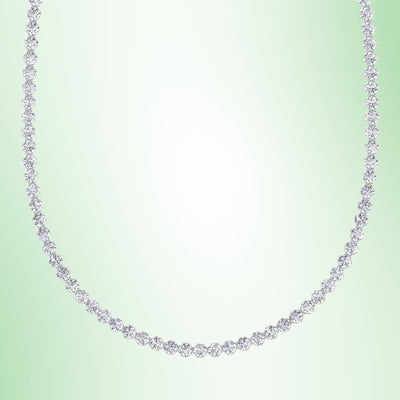 Illusion Set Round Shape Lab Grown Diamond Tennis Necklace