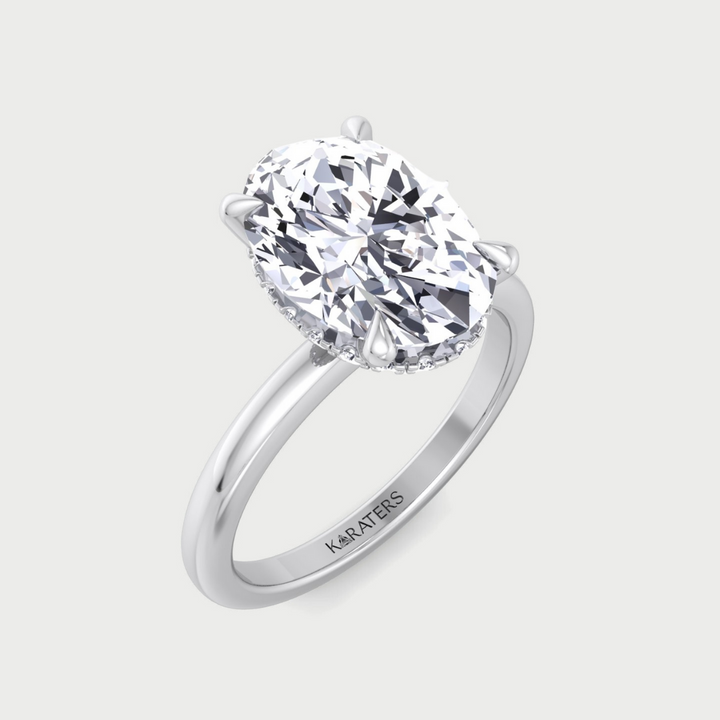 Invisible Halo Oval Shape Solitaire Lab-Grown Diamond Engagement Ring