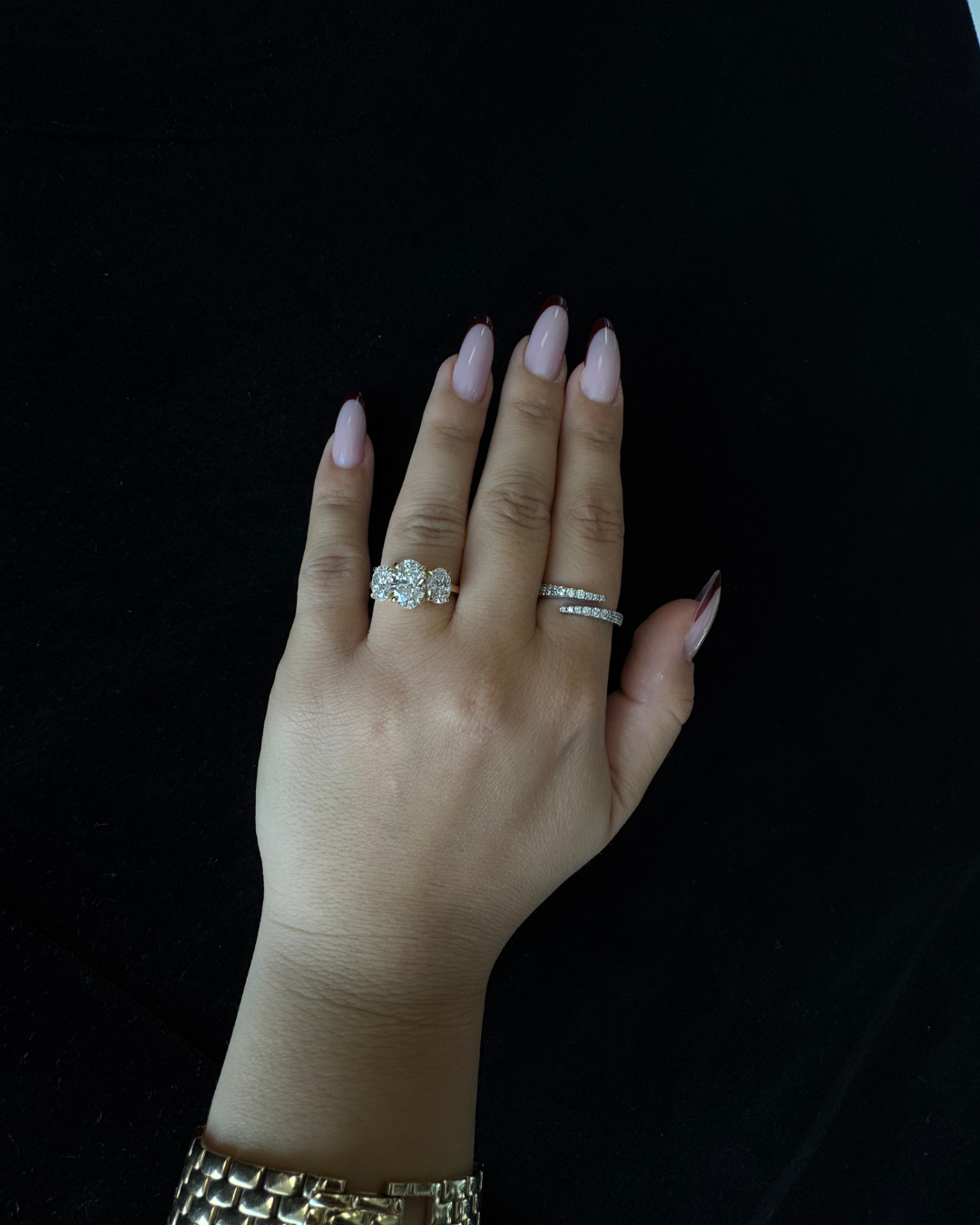 3 Stone Oval Shape Lab Grown Diamond Engagement Ring