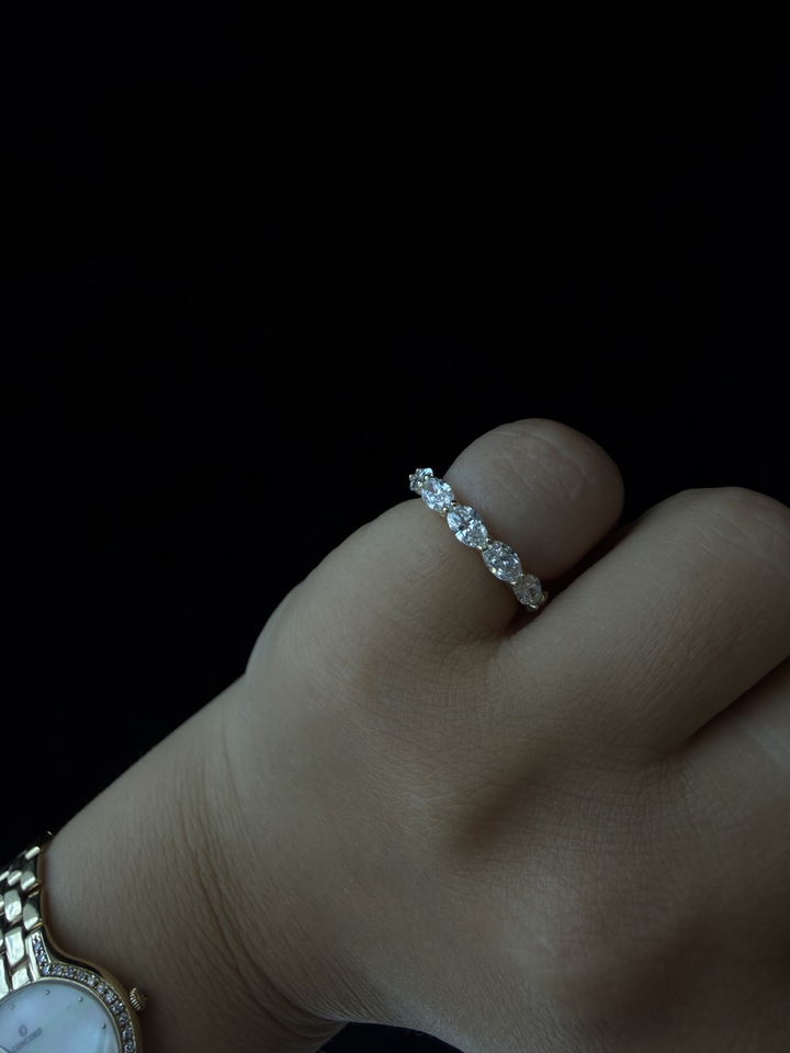 East West Oval Shape Lab Grown Diamond Eternity Band ( Pinky Ring ) Lifestyle 4