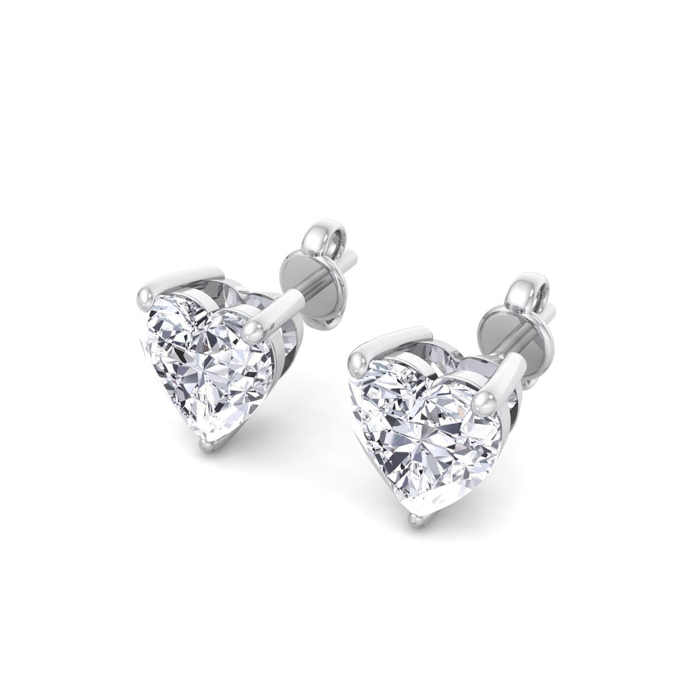 Heart Cut Lab Grown Diamond Studs White Gold 14K