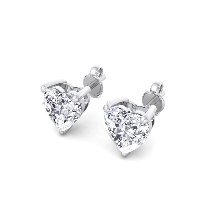 Heart Cut Lab Grown Diamond Studs White Gold 14K