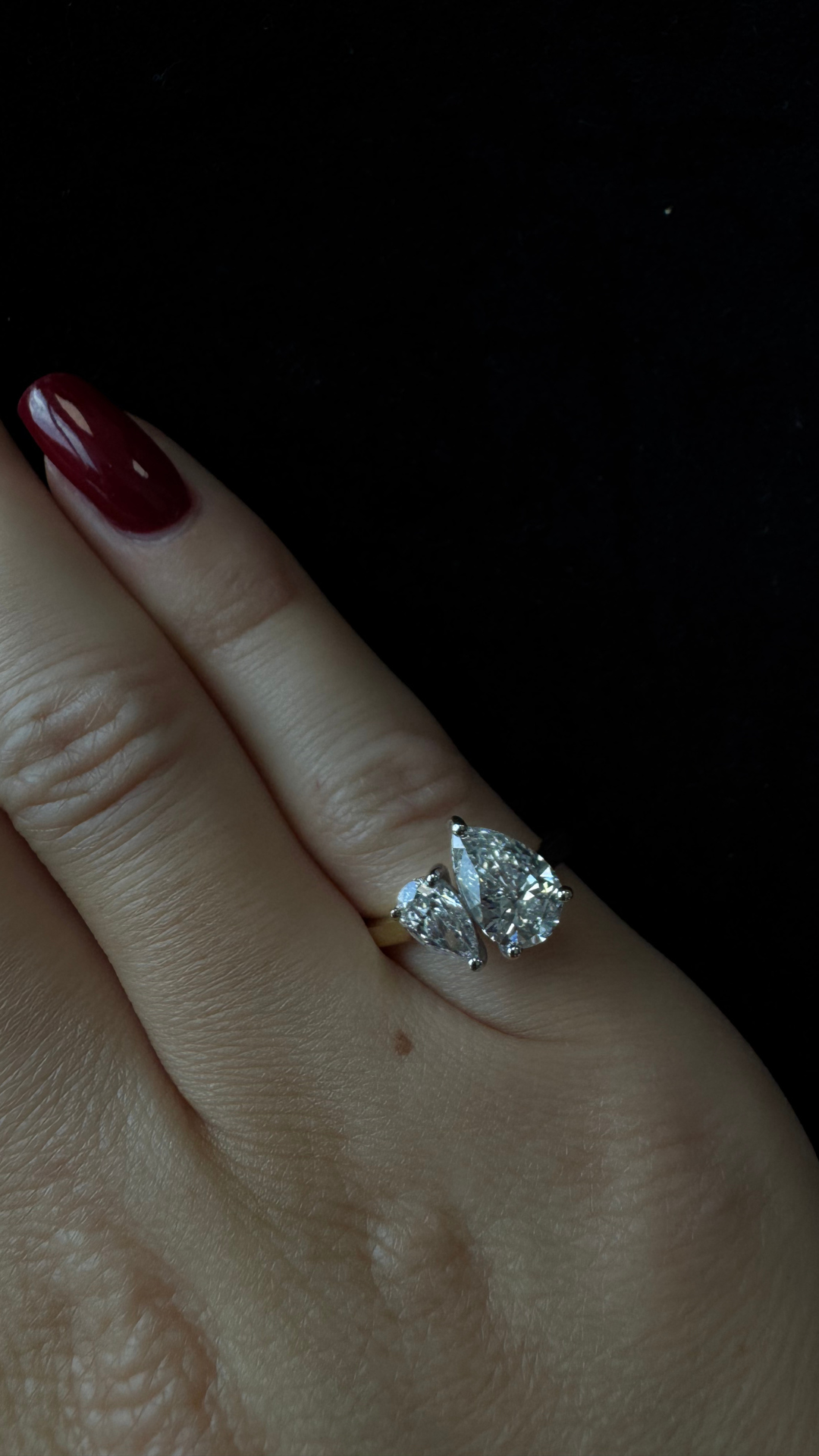 Double Pear Lab Grown Diamond Toi et Moi Engagement Ring