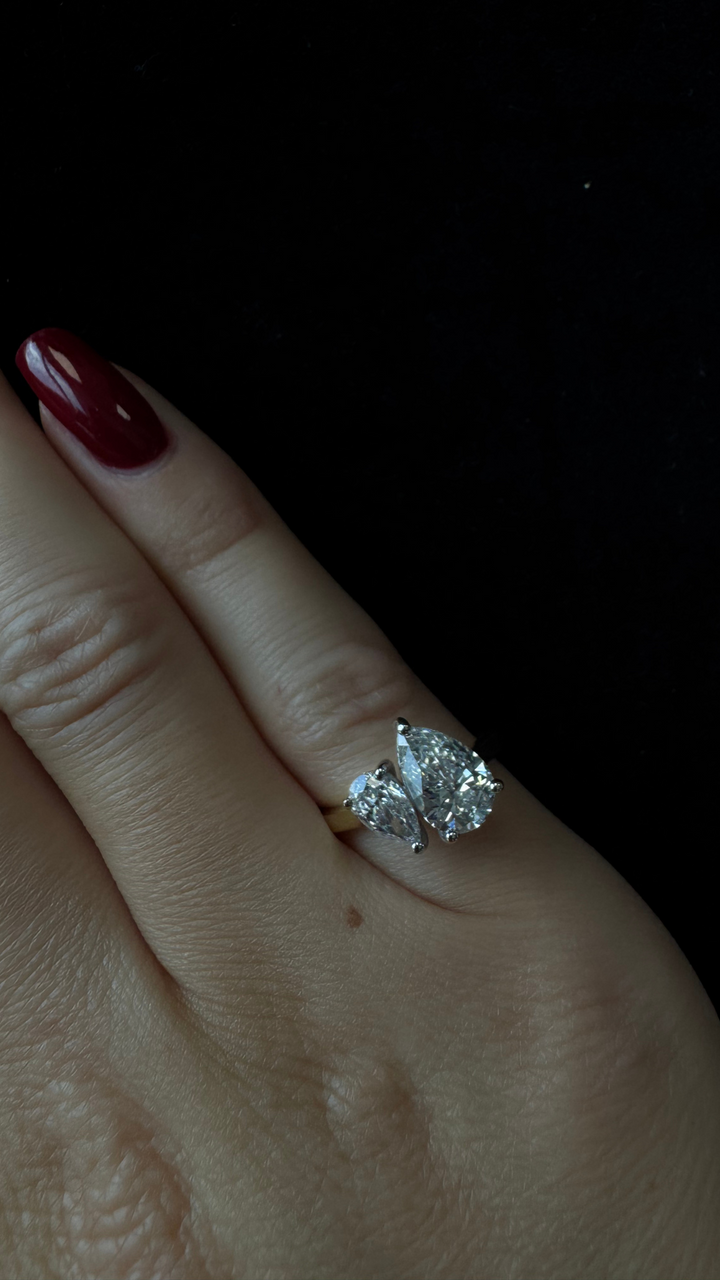 Double Pear Lab Grown Diamond Toi et Moi Engagement Ring