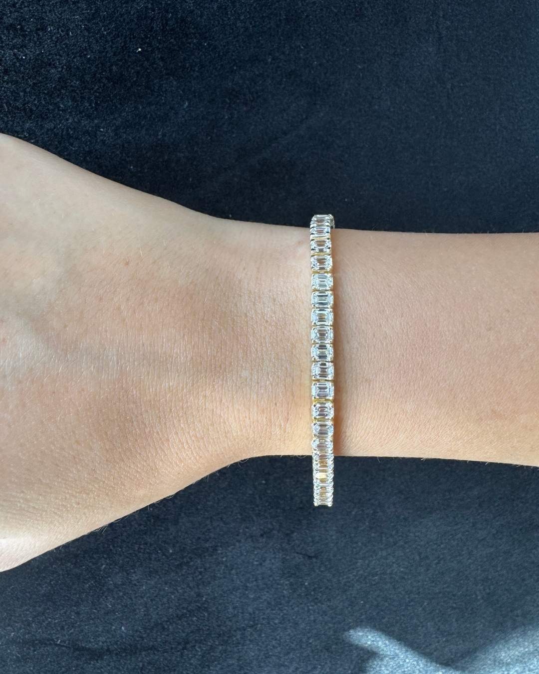 Emerald Cut Lab-Grown Diamond Tennis Bracelet 18K Solid Gold