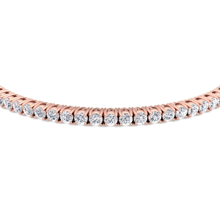 Round Cut Lab-Grown Diamond Tennis Bracelet 4 Prong 18K Solid Gold