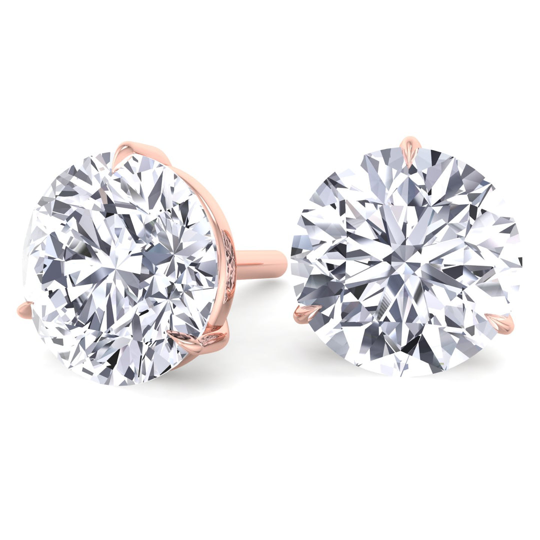 6CT Round Cut  Lab Grown Diamond Studs 14K Solid Gold
