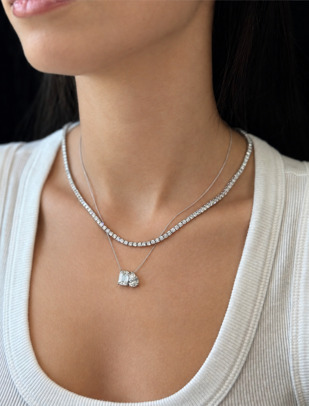 4-Prong Lab-Grown Diamond Tennis Necklace 14K Solid Gold