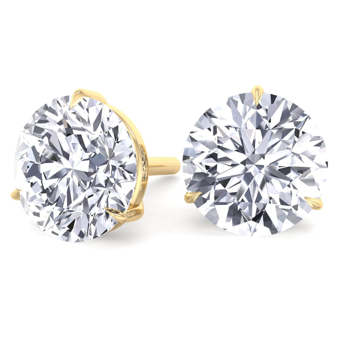 6CT Round Cut  Lab Grown Diamond Studs 14K Solid Gold