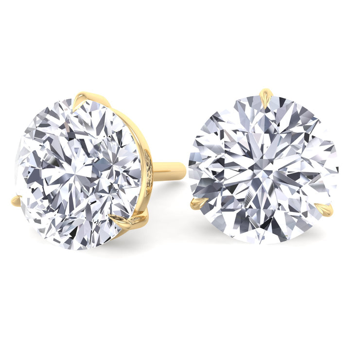 6CT Round Cut  Lab Grown Diamond Studs 14K Solid Gold