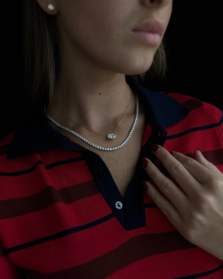 Oval Shape Bezel Set Lab Grown Diamond Pendant