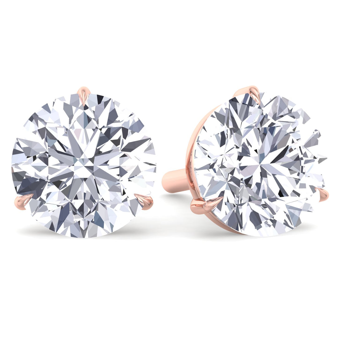 6CT Round Cut  Lab Grown Diamond Studs 14K Solid Gold