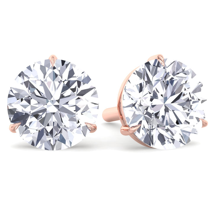 6CT Round Cut  Lab Grown Diamond Studs 14K Solid Gold