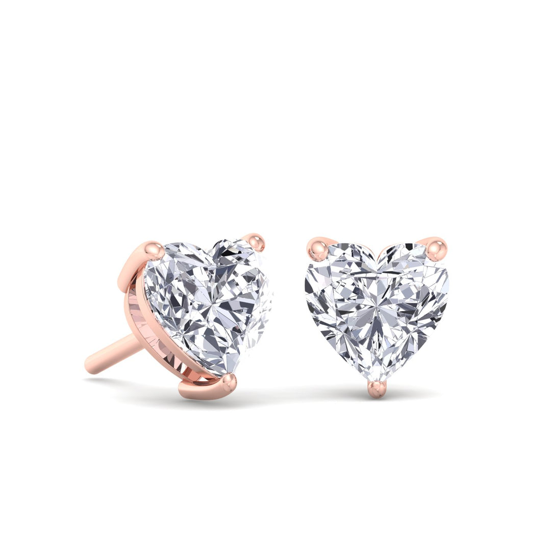 Heart Cut Lab Grown Diamond Studs Rose Gold 18K