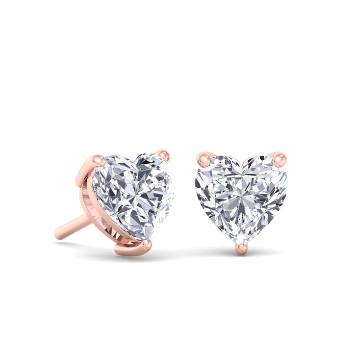 Heart Cut Lab Grown Diamond Studs Rose Gold 18K
