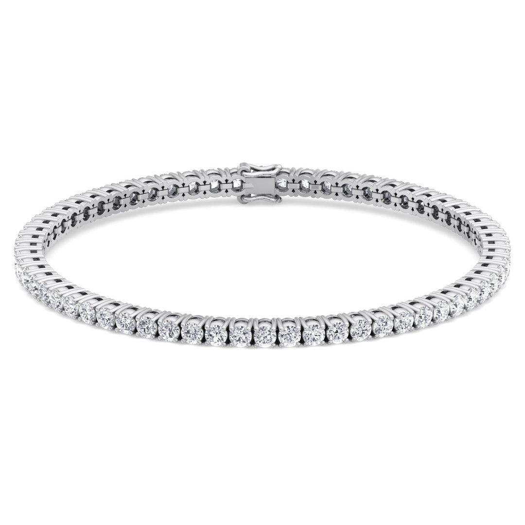 Round Cut Lab-Grown Diamond Tennis Bracelet 4 Prong 14K Solid Gold