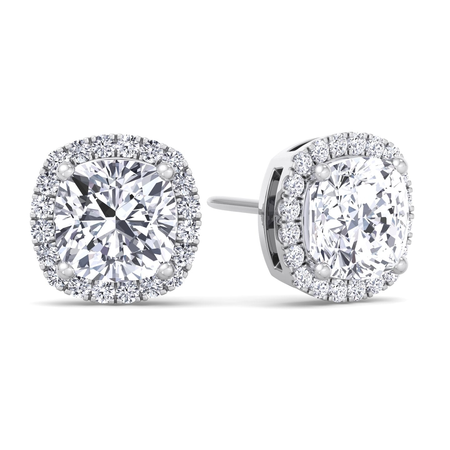 Cushion Cut Lab Grown Diamond Halo Studs
