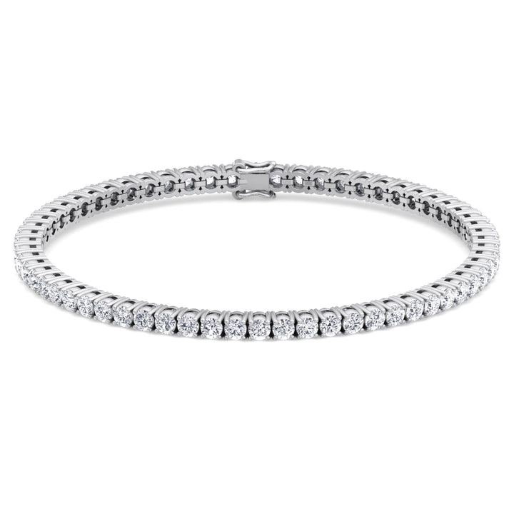 Round Cut Lab-Grown Diamond Tennis Bracelet 4 Prong 18K Solid Gold