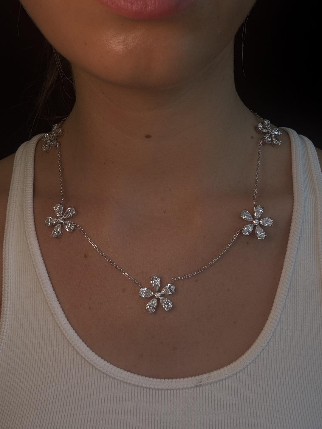 Five Flower Lab Grown Diamond Necklace