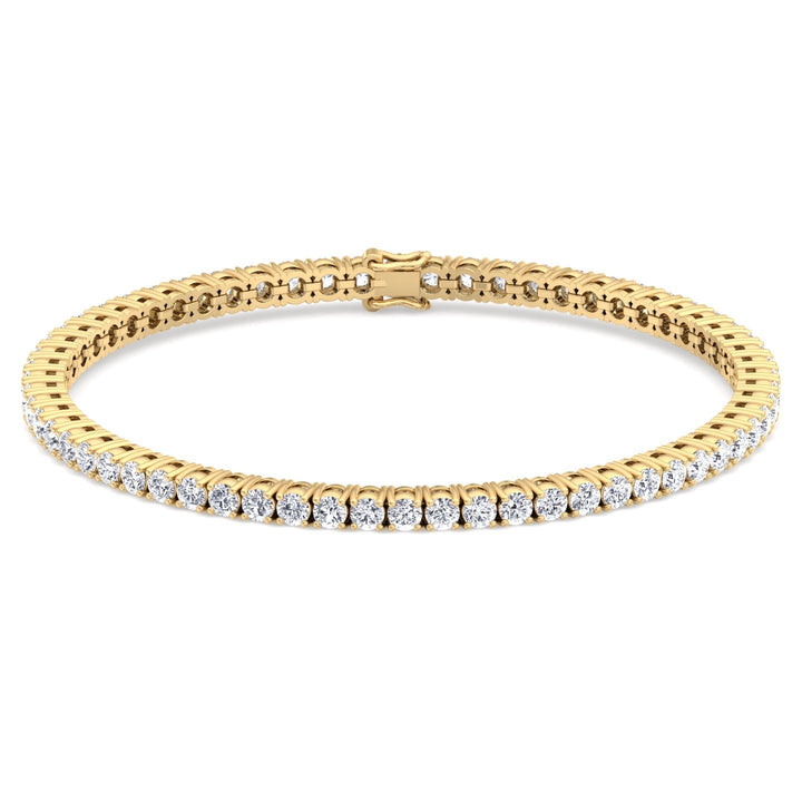 Round Cut Lab-Grown Diamond Tennis Bracelet 4 Prong 18K Solid Gold